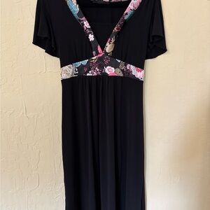 Black Dress with Floral Accent